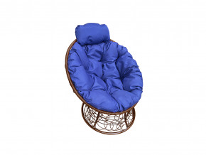 Кресло Папасан мини с ротангом синяя подушка в Кыштыме - kyshtym.magazinmebel.ru | фото