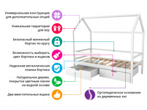 Кровать-домик Svogen с ящиками и бортиком белый в Кыштыме - kyshtym.magazinmebel.ru | фото - изображение 7